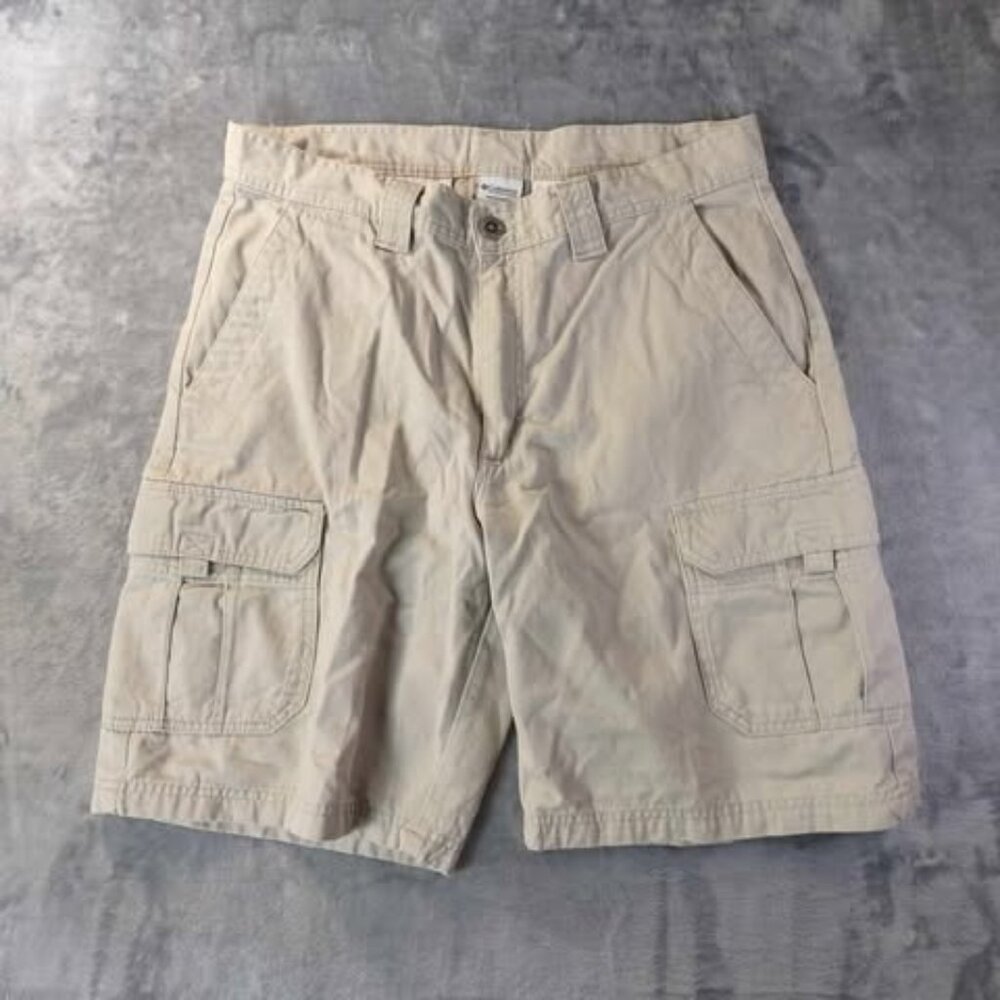 Columbia Men's Cargo Shorts Tan 34‎ Outdoor Hiking Utility Pockets Breathable